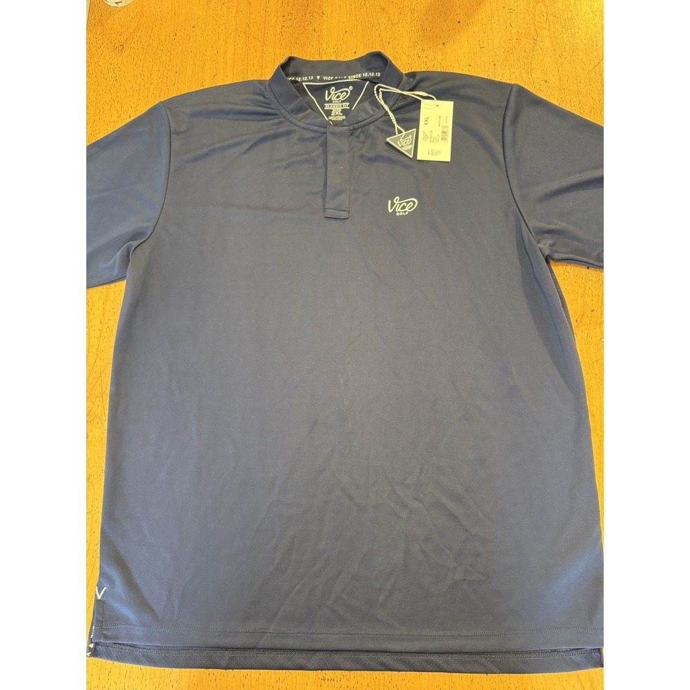 New W Tags 2XL Vice Golf Polo Shirt Men Navy Blue Short Sleeve